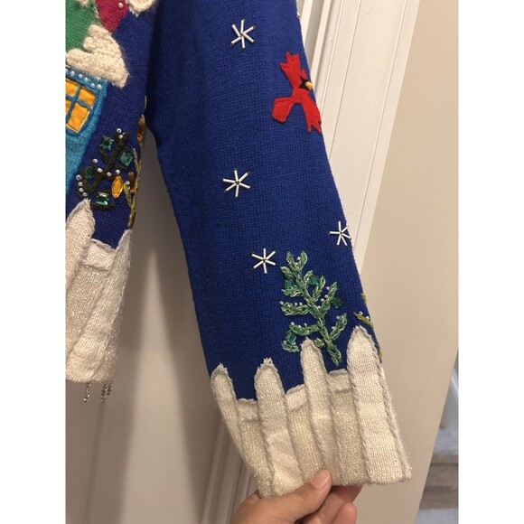 Design Options Winter Holiday Christmas Cardigan Sweater Snowman Size Large Cozy - Picture 4 of 7